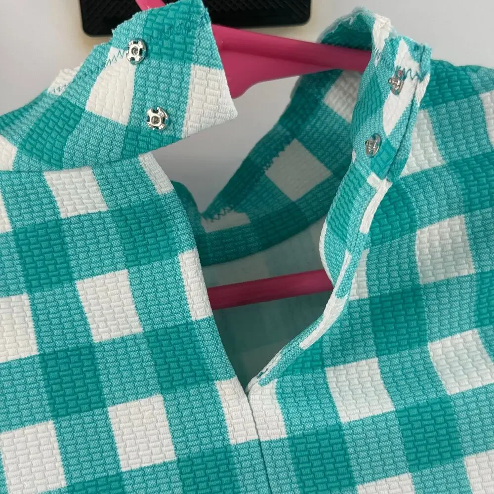 MARYSIA SWIM Bumby x Maisonette Rashguard Girls SZ 8 Check Shirt Top Gingham NWT